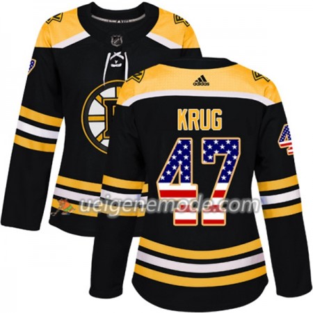 Dame Eishockey Boston Bruins Trikot Torey Krug 47 Adidas 2017-2018 Schwarz USA Flag Fashion Authentic
